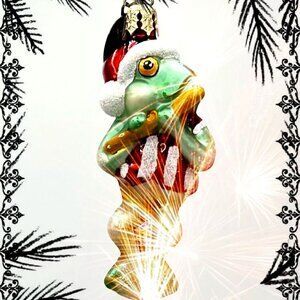 NEW Authentic Christopher Radko Cute FROG POND THUMPERS Hand Made Glass Ornament